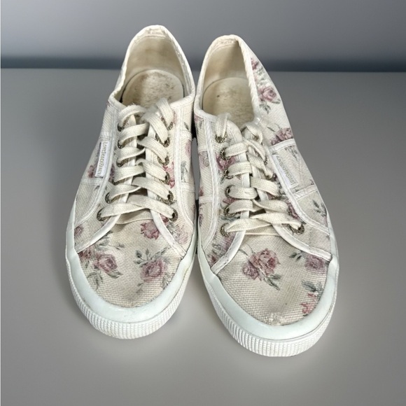 Superga Womens Sneakers Size 7 Floral print Skater Retro Coquette Girly Shoes - Picture 2 of 10